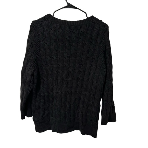 Talbots Classic Black Cable Knit Cardigan Size 1X Button up - Picture 2 of 4